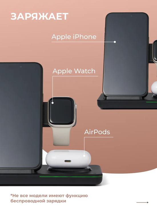 Беспроводная зарядка для iPhone 3 в 1